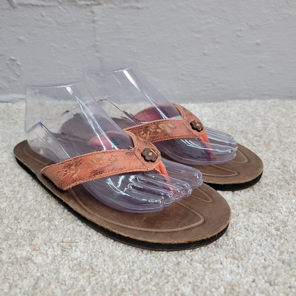 Keen women's Florence Coral Strap Flower Button Flip Flop Sandals